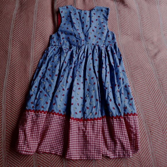 Two Little Dutch Dolls DIY Gingham/Ladybug Sleeveless Dress Sz 4 Vintage/Cottage - Picture 5 of 5